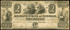 NJ $2 Mechanics’ Bank of PATERSON New Jersey June 25, 1833 Haxby NJ-415 G4