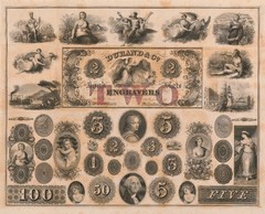 Obsolete Currency Vignette Sample Plate I – New England Bank Note Co REPRODUC