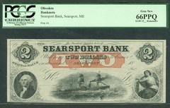 MAINE Searsport Bk 1860’s, $2.00 Ship at sea Remainder, PCGS Grade 66PPQ GR66PPQ
