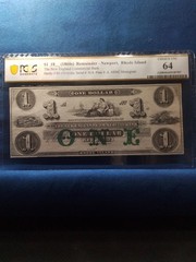 $1 (1800s) Remainder- Newport, Rhode Island,PCGS CERTIFIED CHOICE UNC 64