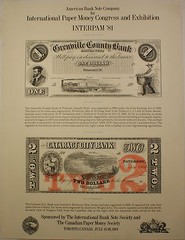 1981 ABNC INTERPAM Canada West $1 Bill & New Jersey $2 Bill Souvenir Card SO-16