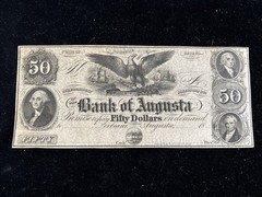 Bank of Augusta $50 Unissued Un-Numbered Note State of Georgia Obsolete Currency