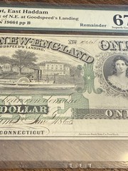 Dated Jan. 1863, Connecticut Bank of New England One Dollar, PMG 67 EPQ, Superb