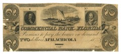 18XX Commercial Bank of Florida Apalachicola FL $2 Obsolete Note B-15 R6 (66601)