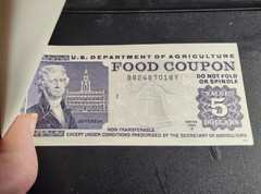 Food Stamp Coupon ONE $7.00 UNC book 1994 B M/C I B82487018Y USDA SCRIP TOKEN