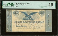 New York, NY- Taylor, Cornell & Moon 10¢ July 1, 1862 Remainder PMG 45