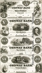 Conway Massachusetts $3-5-10-20 Santa Sheet Obsolete Currency REPRODUCTION