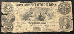 1851 Government Stock Bank Ann Arbor MI $2 Two Dollar Currency Note Obsolete