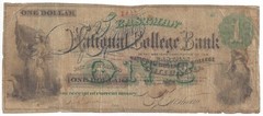 Eastman National College Bank, Chicago IL $1 Note No.1443 580-IA (58609)