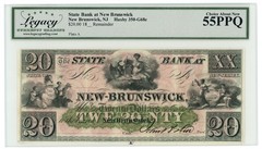 18XX State Bank at New Brunswick NJ $20 Obsolete Note LCG AU 55 PPQ (66975)
