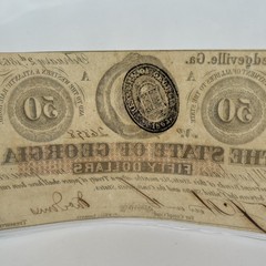1863 $50 The State of Georgia Milledgeville Ga Obsolete Civil War Era Bank Note