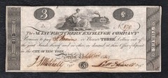 1814 $3 MANUFACTURER’S EXCHANGE CO. BRISTOL, CONNECTICUT OBSOLETE ABOUT UNC