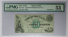1863 50c Camp 43RD Regiment NY Sutler Scrip W H Gomersall PMG AU 53