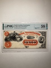 Bank Of Washington North Carolina $5 1860s Remainder Choice About Uncirculated