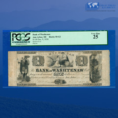 1838 $1 Bank Of Washtenaw, Ann Arbor, MI, Obsolete Note, PCGS 25 #10110
