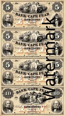 $5-$5-$5-$10 Bank of Cape Fear Wilmington NC Obsolete Currency Sheet REPRO