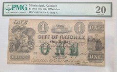 1862 $1 The City of Natchez Mississippi Obsolete Note PMG VF 20