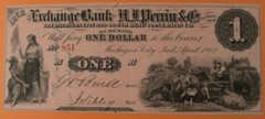 EXCHANGE BANK OF A.J. PERRIN & CO NOTE – MICHIGAN 1862 – $1.00 BILL