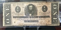 1864 $1 Dollar Confederate States of America Note CSA Nice Color & Centering!