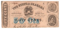 50c 1863 State of Alabama, Montgomery Obsolete Fractional Note