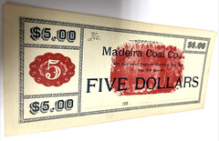 1880 $5 MADEIRA COAL CO. OBSOLETE CURRENCY SCRIP LONE STAR OHIO 188X’s