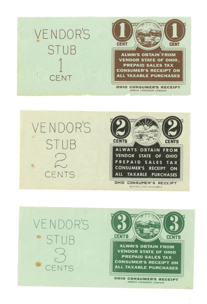 ND Ohio Consumer’s Receipt 1,2 & 3 cent Cleveland OH (L5079)
