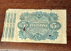 1868 Louisiana $5 Baby Bond – #83814 – Reconstruction Era Obsolete Currency