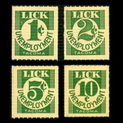Depression Scrip 1933 LICK UNEMPLOYMENT TACOMA WA Set Four MNH SEE PHOTOS K-617
