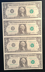 1985 St. Louis Uncut Sheet of Four $1.00 Bills – Folder Envelope and Order Sheet