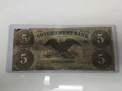 1862 $5 Obsolete Banknote Government Bank DC Fancy Back