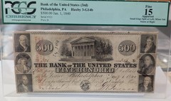1840 $500 Bank of the U.S. Philadelphia PA Haxby 3-G14b PCGS Fine 15 Apparent