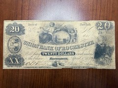 1857 The Union Bank of Rochester, NY $20 Dollars Obsolete Note BH-272