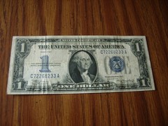 1934 Series $1 Silver Certificate FUNNYBACK Note in Very Fine Cond Littleton Co!