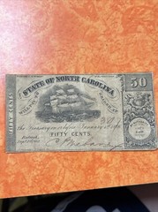 Sep 1, 1862 Raleigh NC State of North Carolina 50¢ Fifty Cents Note