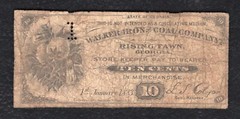 1883  10 CENTS WALKER IRON & COAL CO. RISING FAWN, GA OBSOLETE SCRIP NOTE
