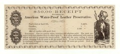 «$50.00» American Water-Proof Leather Preservative Advertising Note